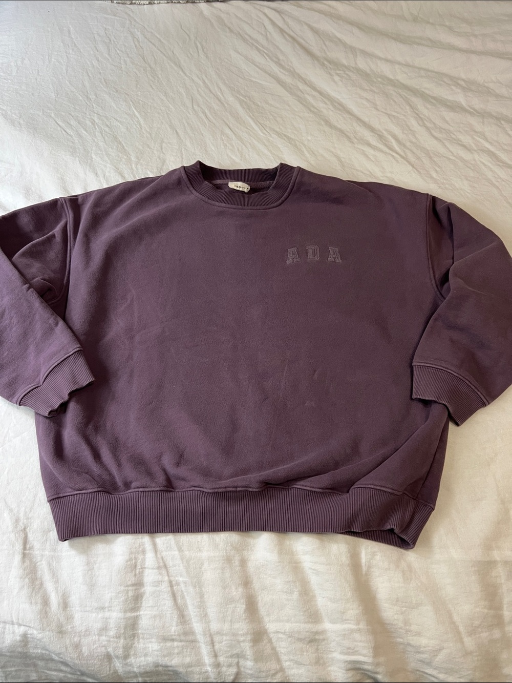 Adanola ADA Embroidered Crewneck Sweatshirt in Plum